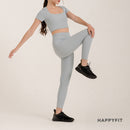 HAPPYFIT Ribbed Mid High Waist Leggings