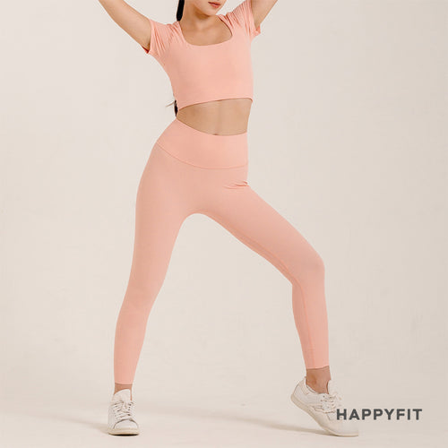 Happyfit Sports Bra Ribbed Padded Bra Crop T-shirt