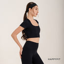 Happyfit Sports Bra Ribbed Padded Bra Crop T-shirt