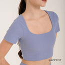 Happyfit Sports Bra Ribbed Padded Bra Crop T-shirt